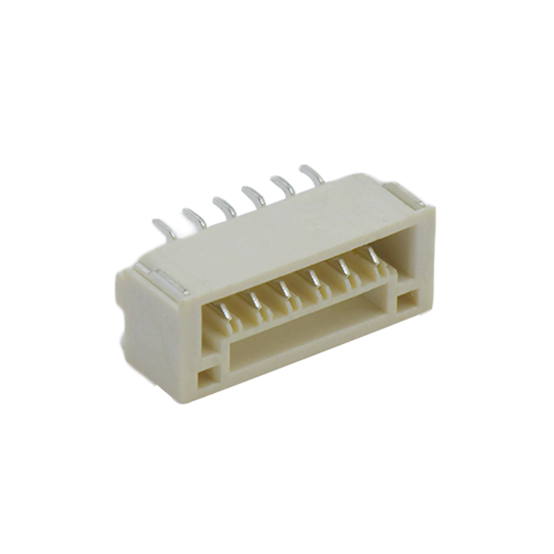 Pitch 1.25mm 90º 单排卧贴 Wafer 6Pin 本色 亮锡