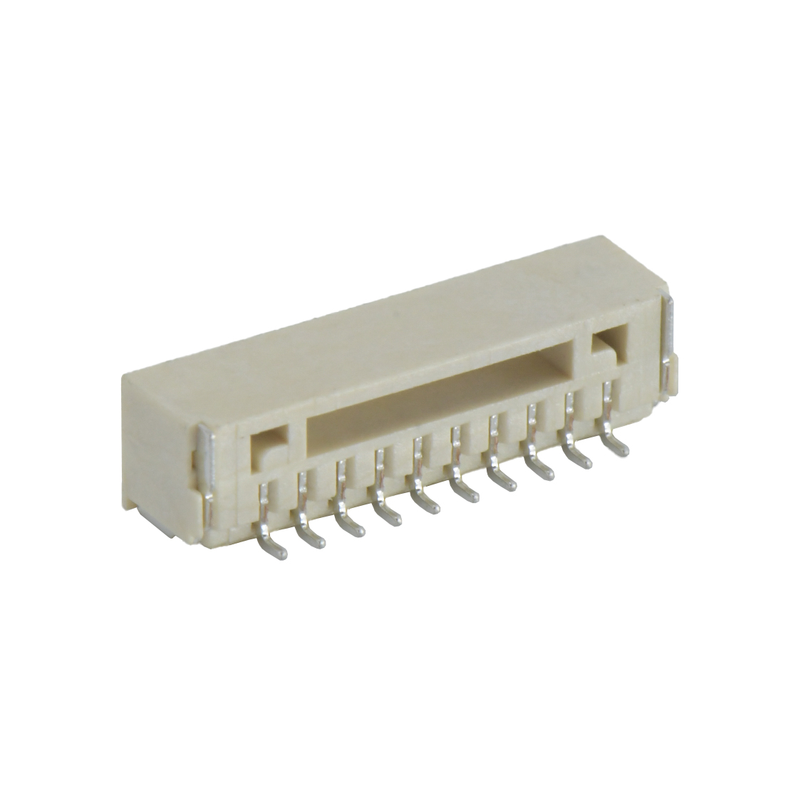 Pitch 1.25mm 90º 单排卧贴 Wafer 10Pin 本色 亮锡