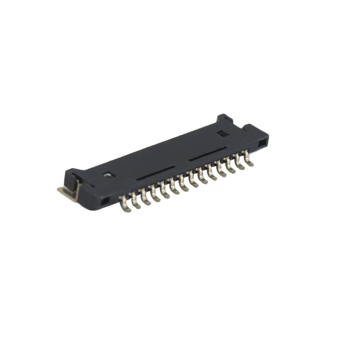 Pitch 1.25mm 90° 单排卧贴Wafer 14pin 黑色 镀全金G/F