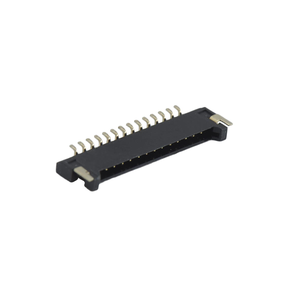 Pitch 1.25mm 90° 单排卧贴Wafer 14pin 黑色 镀全金G/F