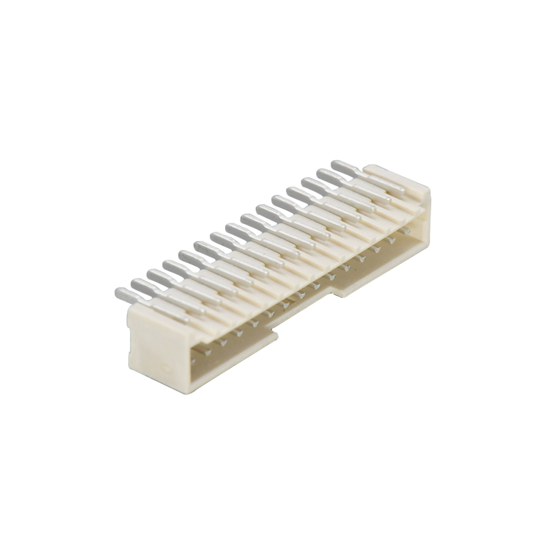 Pitch 1.50mm 90°单排卧贴带扣 Wafer 15Pin 本色 镀雾锡