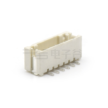 Pitch 2.00mm 180°单排立贴 Wafer 6pin 米黄色 镀亮锡