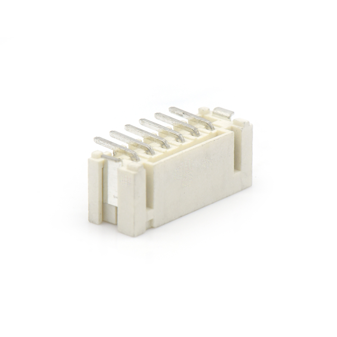 Pitch 2.00mm 180°单排立贴 Wafer 6pin 米黄色 镀亮锡
