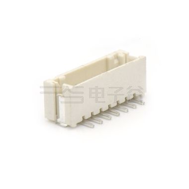 Pitch 2.00mm 180°单排立贴 Wafer 7pin 米黄色 镀亮锡