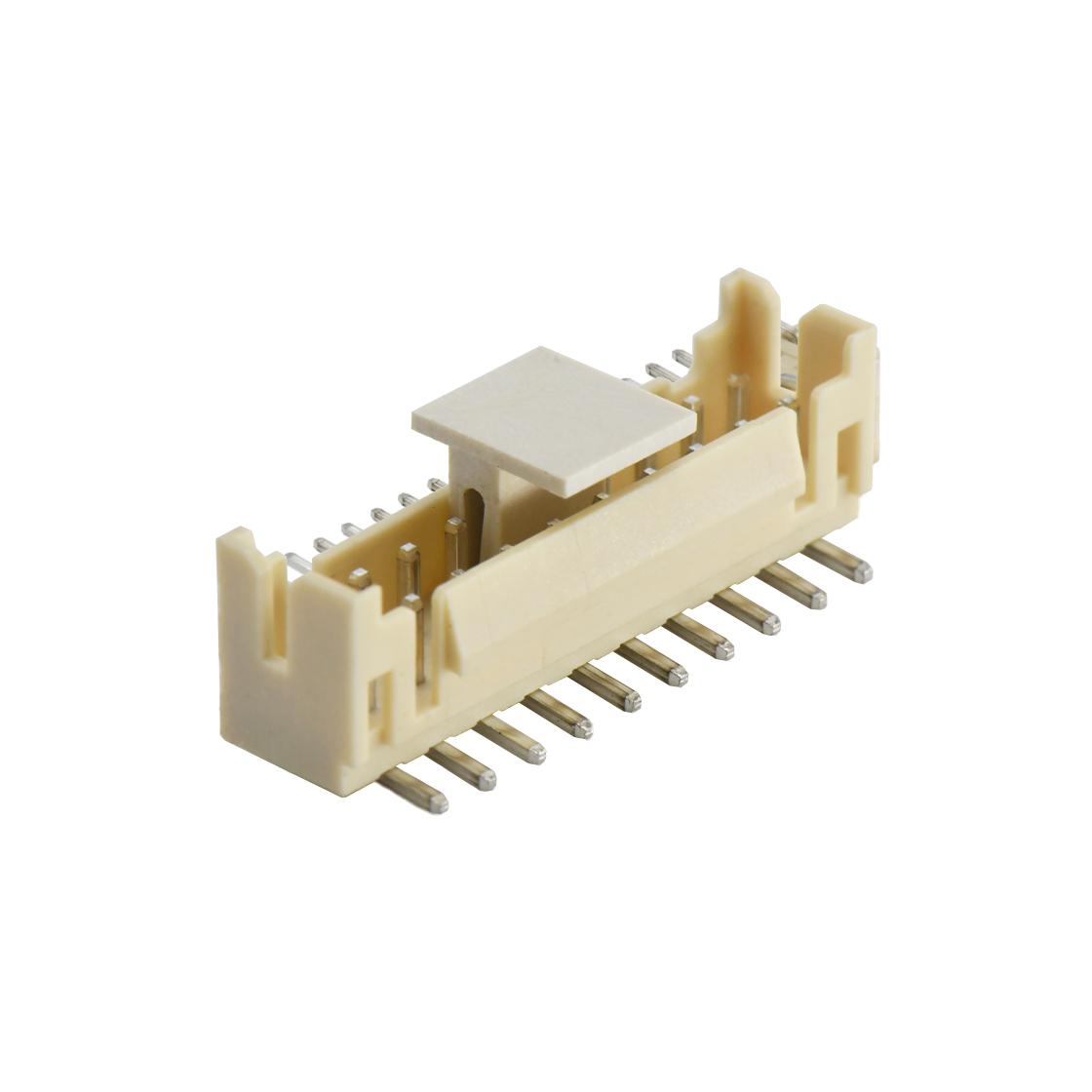 Pitch 2.0mm 180°双排立贴带扣 Wafer 2x10pin 本色 镀亮锡