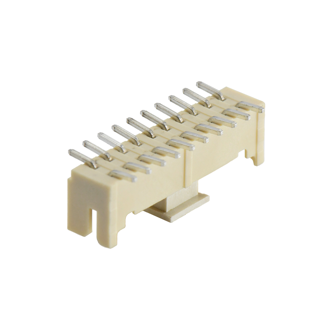 Pitch 2.0mm 180°双排立贴带扣 Wafer 2x10pin 本色 镀亮锡