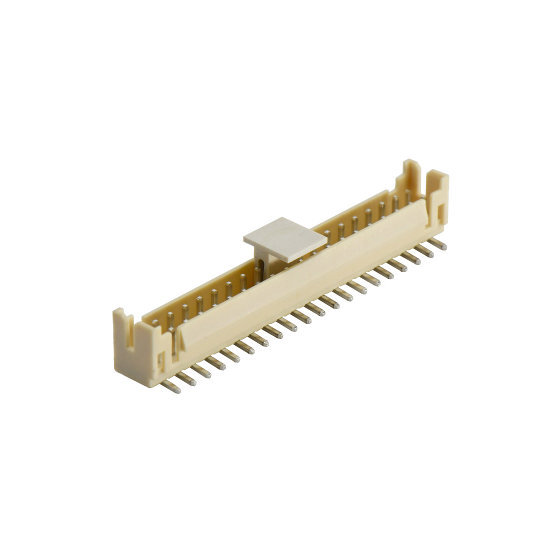 Pitch 2.0mm 180°双排立贴带扣 Wafer 2x20pin 本色 镀亮锡