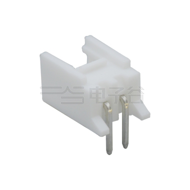 Pitch 2.00mm 90°单排卧插带定墙 Wafer PA66 2pin 白色 镀亮锡