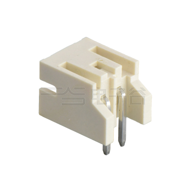 Pitch 2.0mm 90°单排卧插带定位墙 Wafer 过通孔回流焊 2pin 本色 镀亮锡
