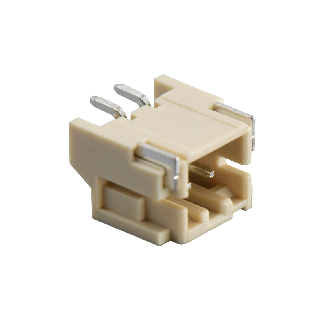 Pitch 2.00mm 90°单排卧贴 Wafer 2pin 米黄色 镀亮锡