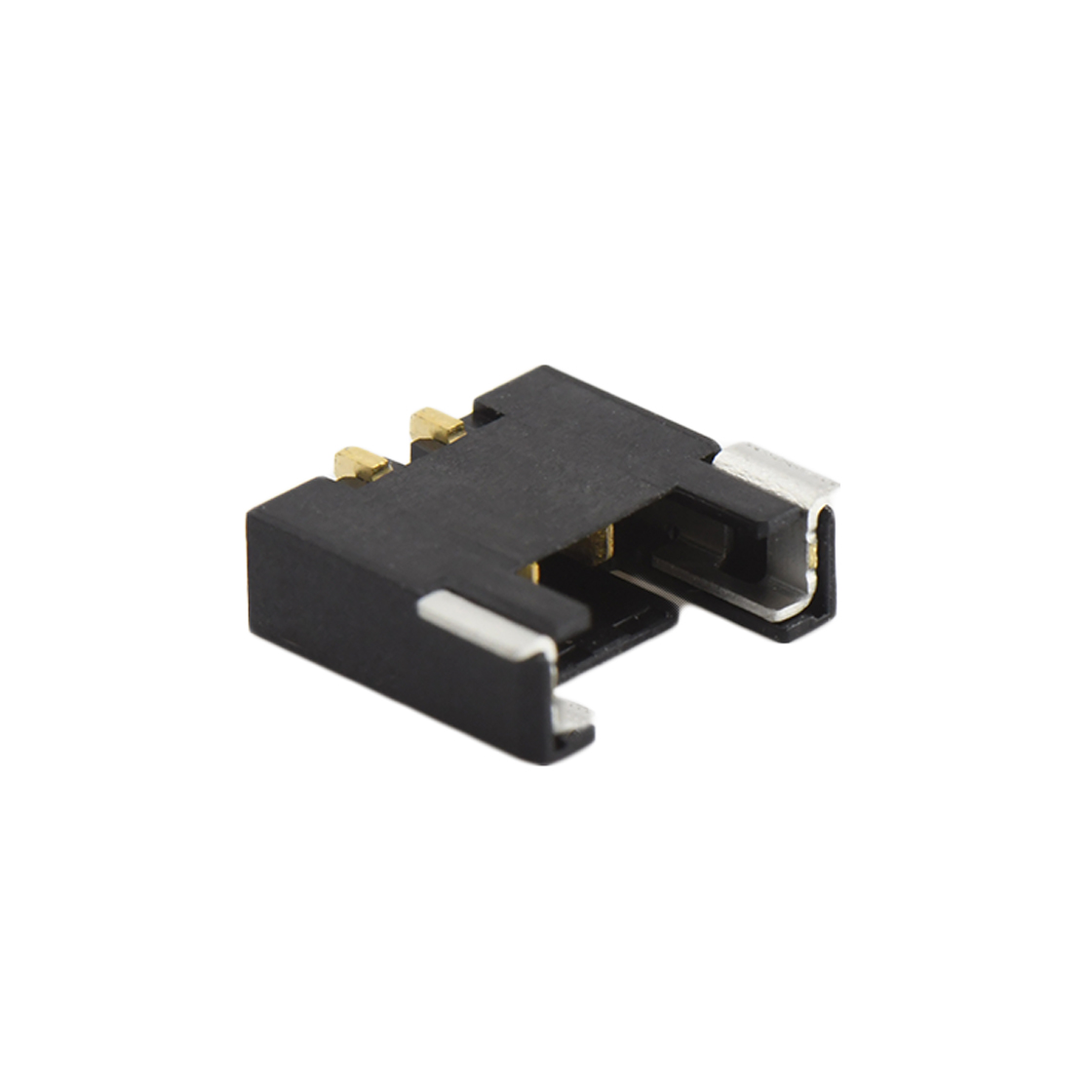 Pitch 2.0mm 90°单排卧贴 Wafer PA4T 无卤 02pin 黑色 Gold flash