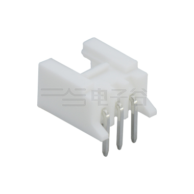 Pitch 2.00mm 90°单排卧插带定墙 Wafer PA66 3pin 白色 镀亮锡