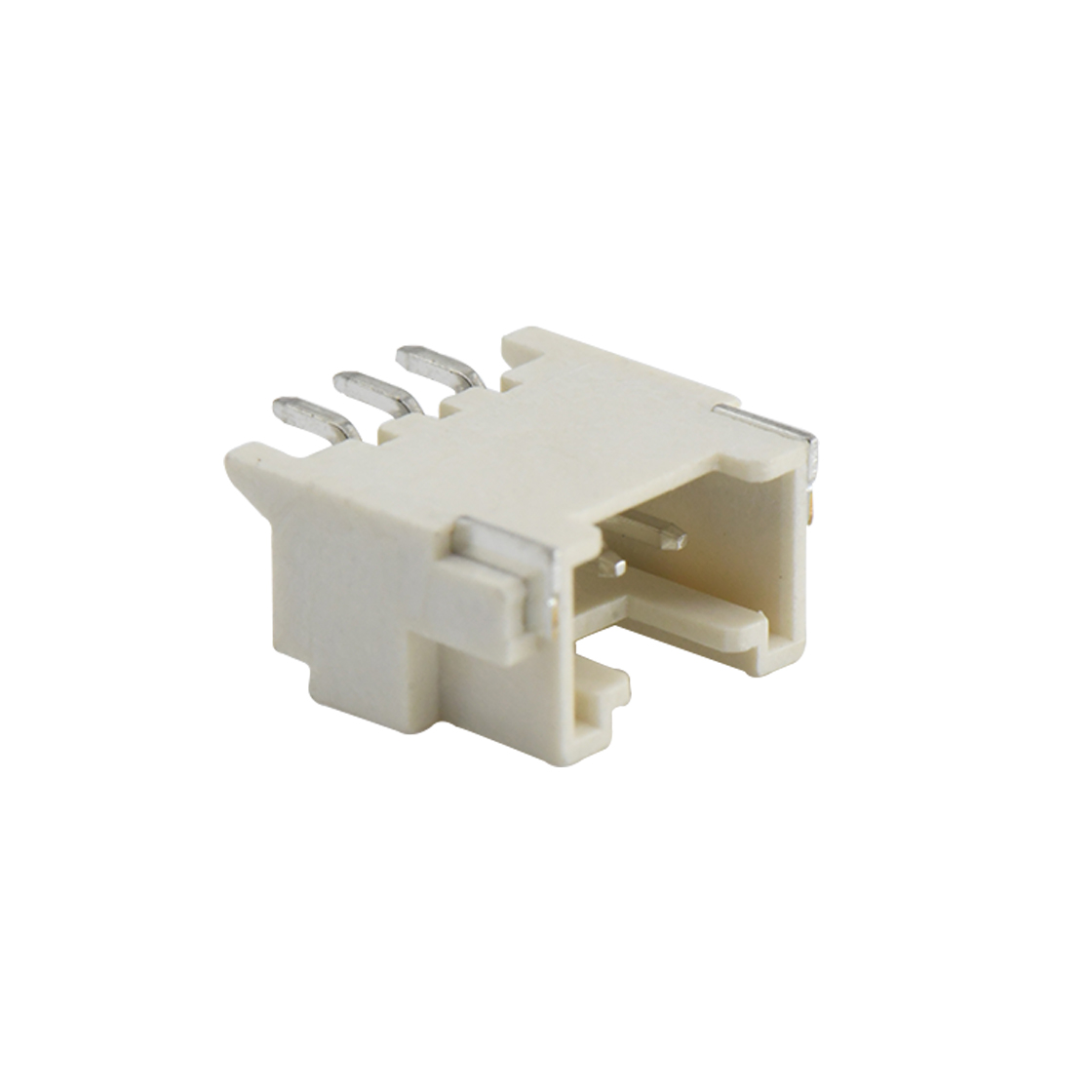 Pitch 2.0mm 90°单排卧贴 Wafer LCP 3pin 米黄色 镀亮锡