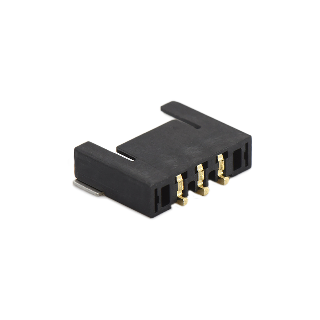 Pitch 2.0mm 90°单排卧贴 Wafer PA4T 无卤 03pin 黑色 Gold flash