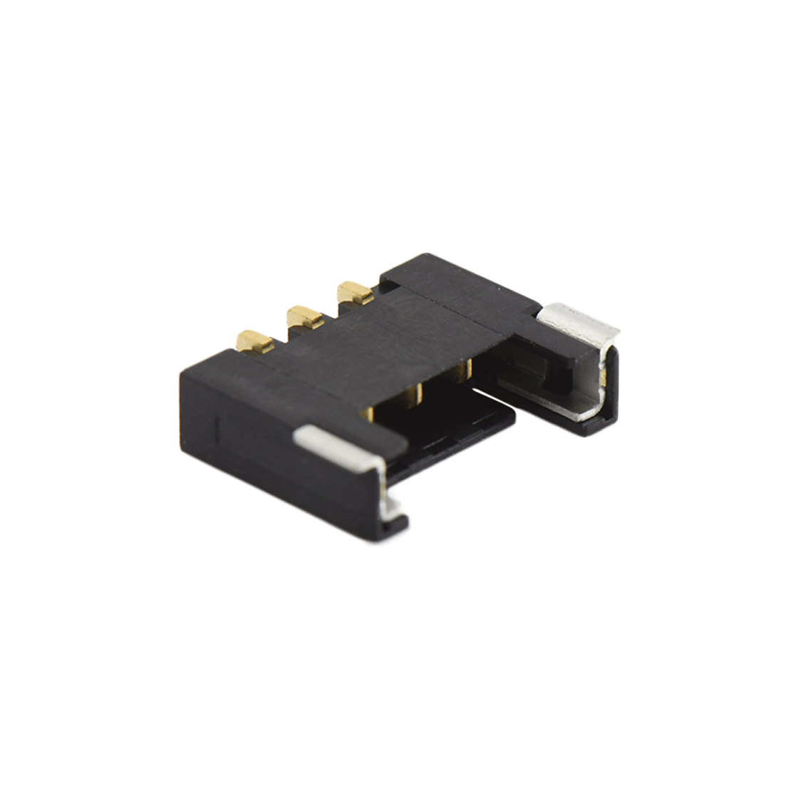 Pitch 2.0mm 90°单排卧贴 Wafer PA4T 无卤 03pin 黑色 Gold flash