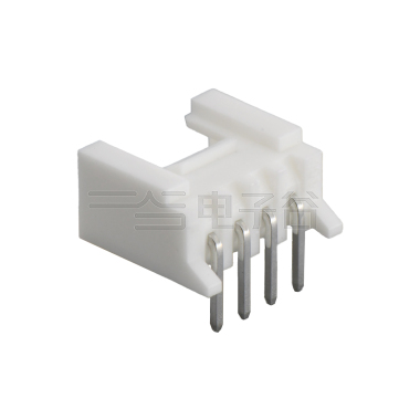 Pitch 2.00mm 90°单排卧插带定墙 Wafer PA66 4pin 白色 镀亮锡