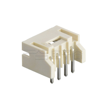 Pitch 2.0mm 90°单排卧插带定位墙 Wafer 过通孔回流焊 4pin 本色 镀亮锡