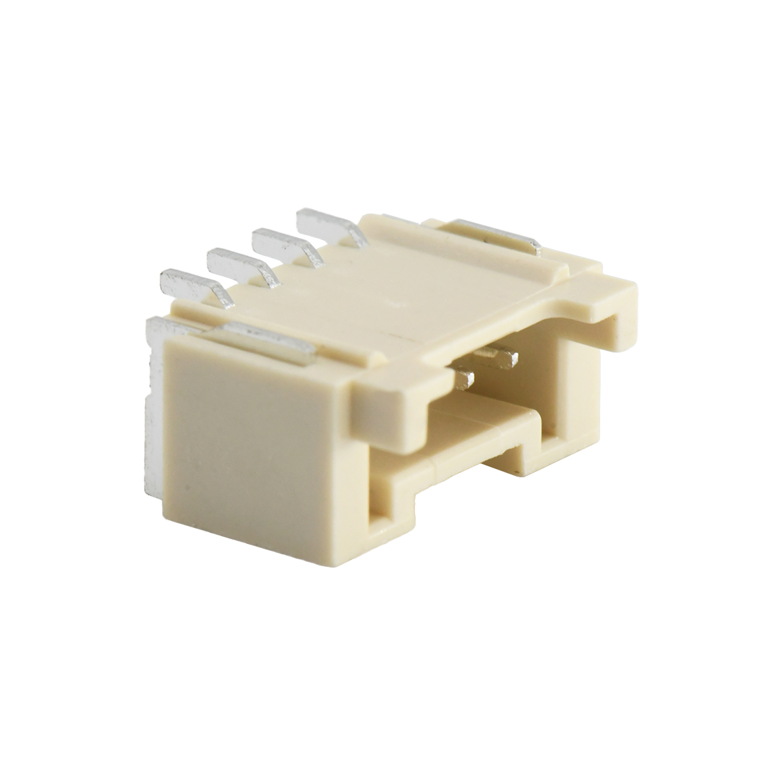 Pitch 2.0mm 90°PA单排卧贴 Wafer 4pin 米黄色 PA10T,UL94V-0 镀亮锡