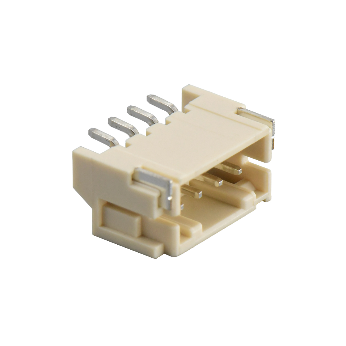 Pitch 2.00mm 90°单排卧贴 Wafer 4pin 米黄色 镀亮锡