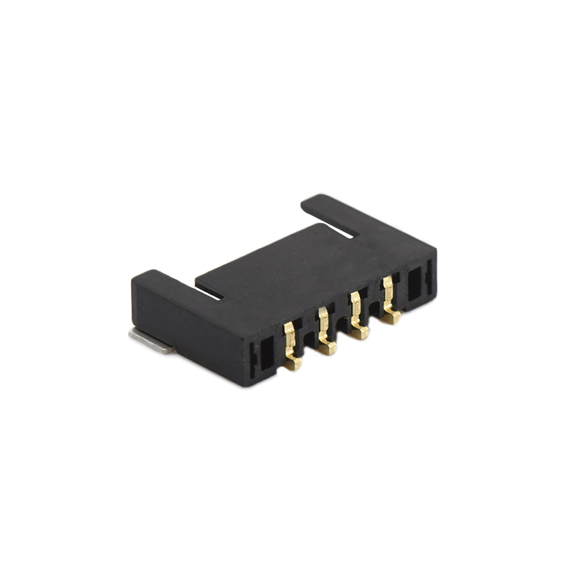 Pitch 2.0mm 90°单排卧贴 Wafer PA4T 无卤 04pin 黑色 Gold flash