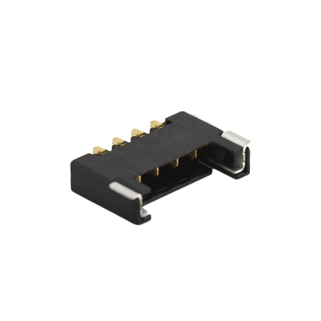 Pitch 2.0mm 90°单排卧贴 Wafer PA4T 无卤 04pin 黑色 Gold flash