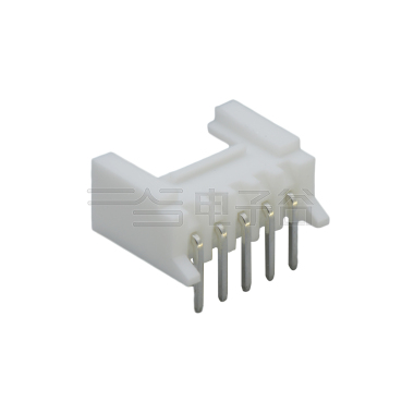 Pitch 2.00mm 90°单排卧插带定墙 Wafer PA66 5pin 白色 镀亮锡