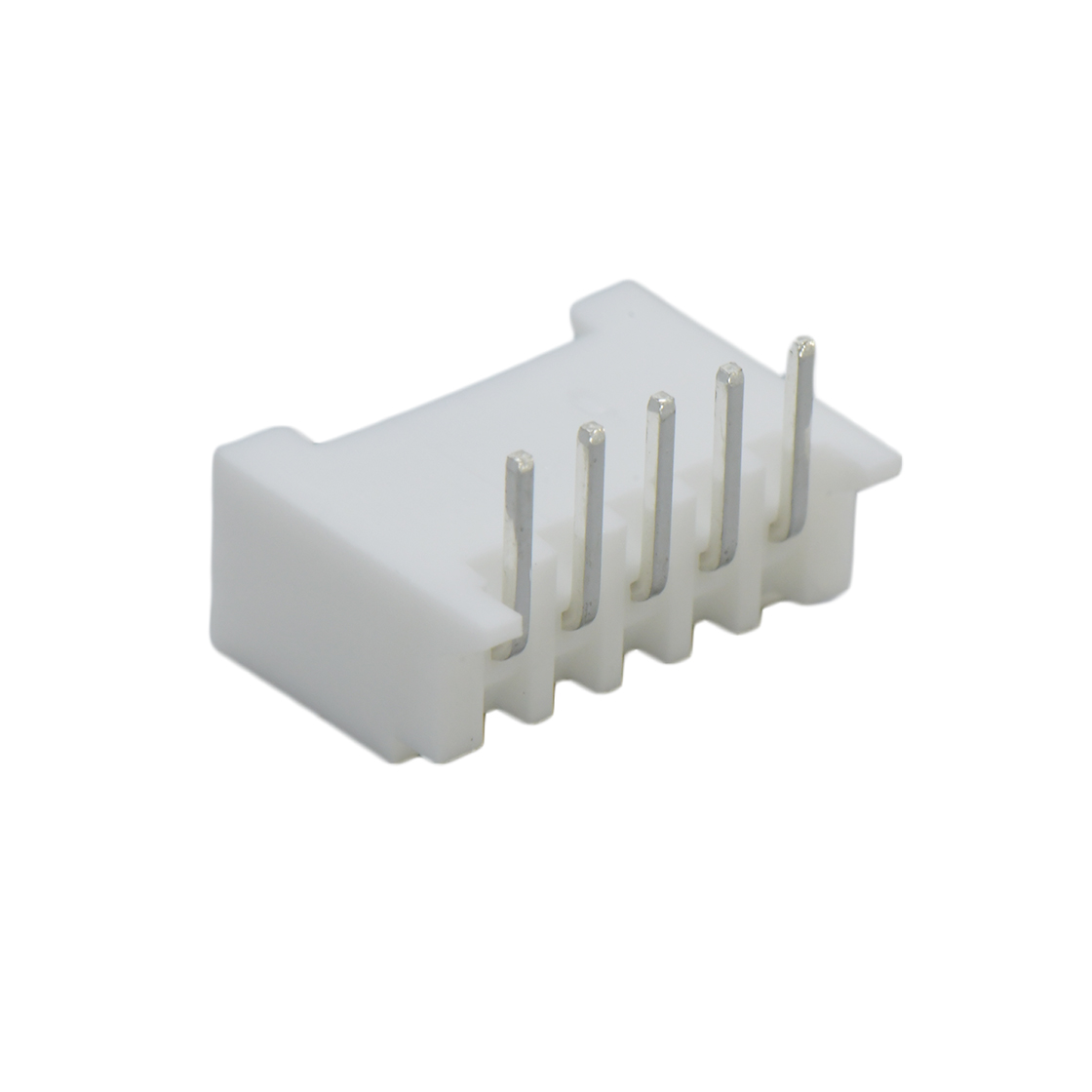 Pitch 2.00mm 90°单排卧插带定墙 Wafer PA66 5pin 白色 镀亮锡