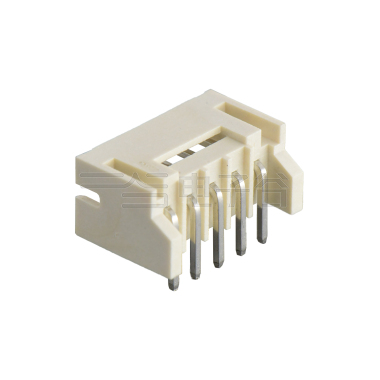 Pitch 2.0mm 90°单排卧插带定位墙 Wafer 过通孔回流焊 5pin 本色 镀亮锡