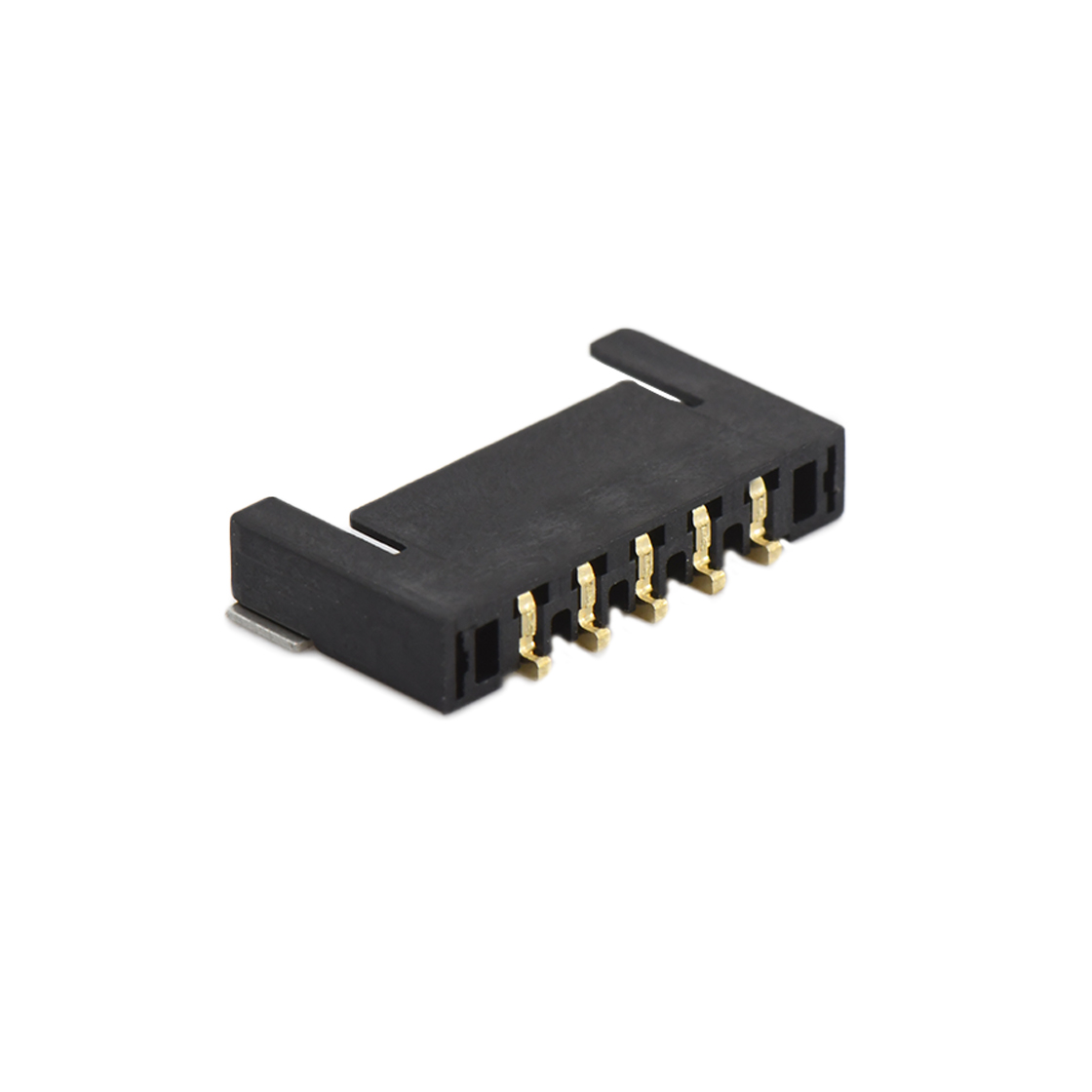 Pitch 2.0mm 90°单排卧贴 Wafer PA4T 无卤 05pin 黑色 Gold flash