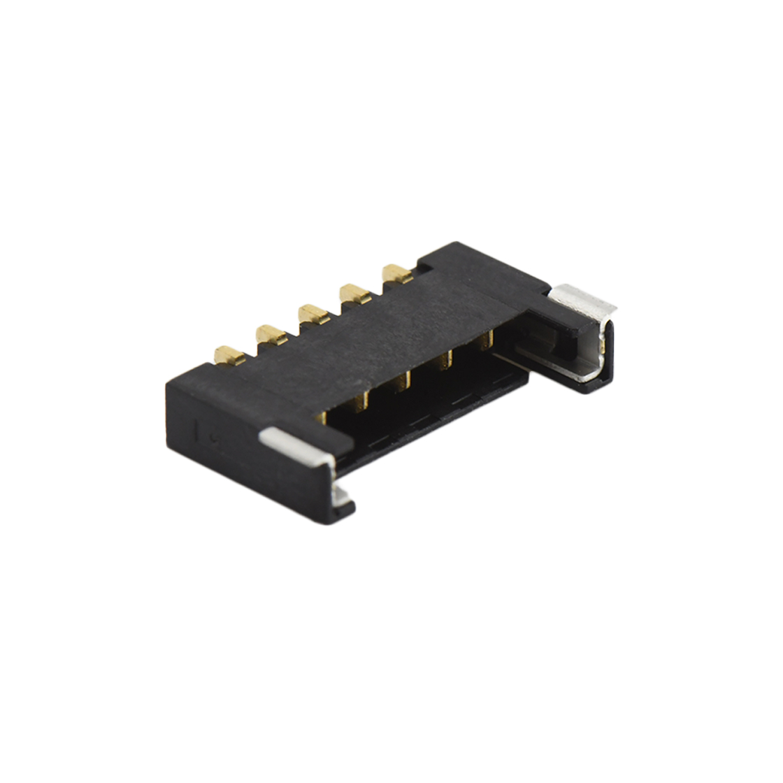 Pitch 2.0mm 90°单排卧贴 Wafer PA4T 无卤 05pin 黑色 Gold flash