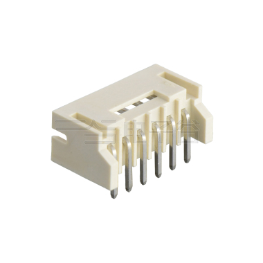 Pitch 2.0mm 90°单排卧插带定位墙 Wafer 过通孔回流焊 6pin 本色 镀亮锡