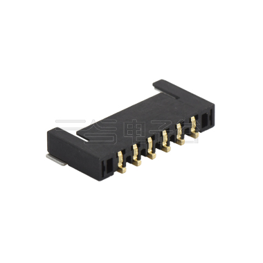 Pitch 2.0mm 90°单排卧贴 Wafer PA4T 无卤 06pin 黑色 Gold flash