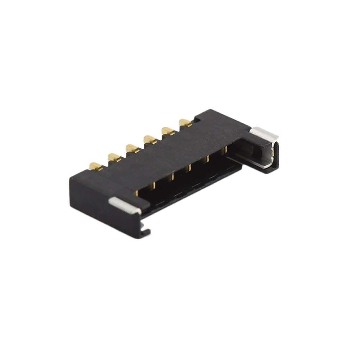 Pitch 2.0mm 90°单排卧贴 Wafer PA4T 无卤 06pin 黑色 Gold flash