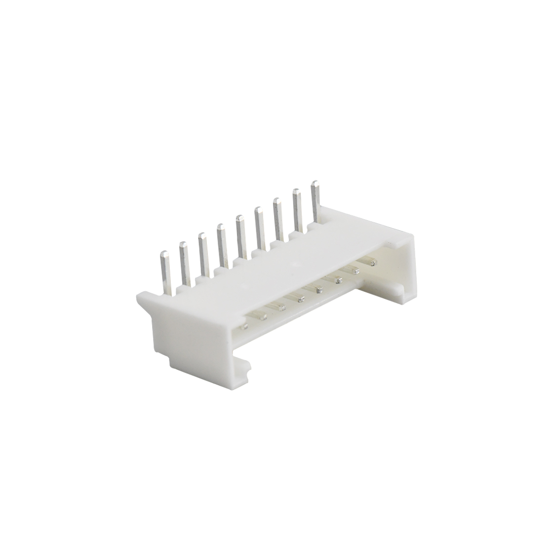 Pitch 2.00mm 90°单排卧插带定墙 Wafer PA66 9pin 白色 镀亮锡