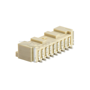 Pitch 2.0mm 90°PA单排卧贴 Wafer 9pin 米黄色 PA10T,UL94V-0 镀亮锡