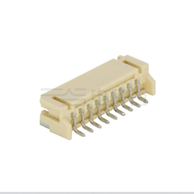Pitch 2.00mm 90°单排卧贴 Wafer 9pin 米黄色 镀亮锡