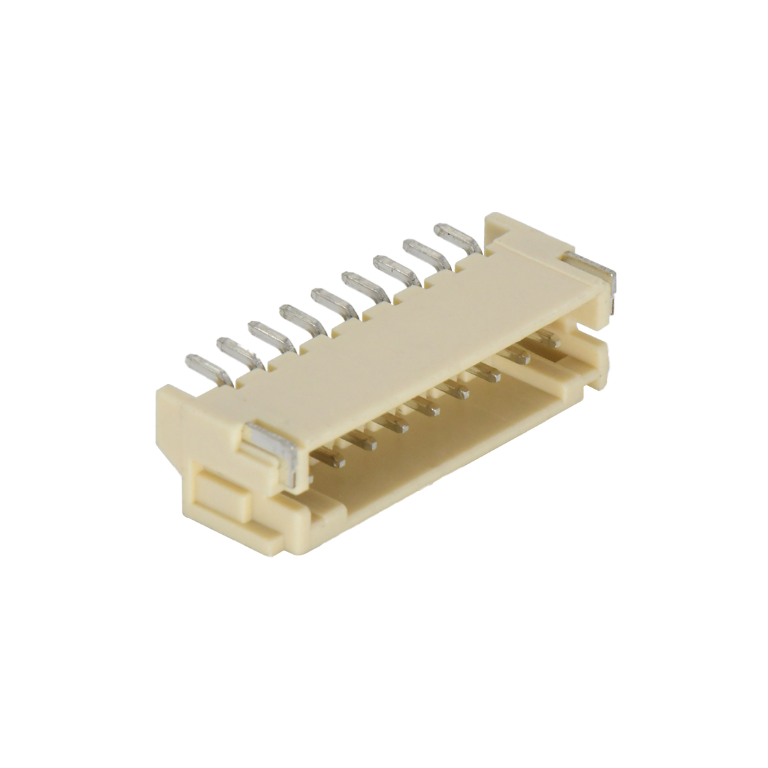 Pitch 2.00mm 90°单排卧贴 Wafer 9pin 米黄色 镀亮锡