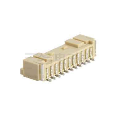 Pitch 2.0mm 90°PA单排卧贴 Wafer 11pin 米黄色 PA10T,UL94V-0 镀亮锡