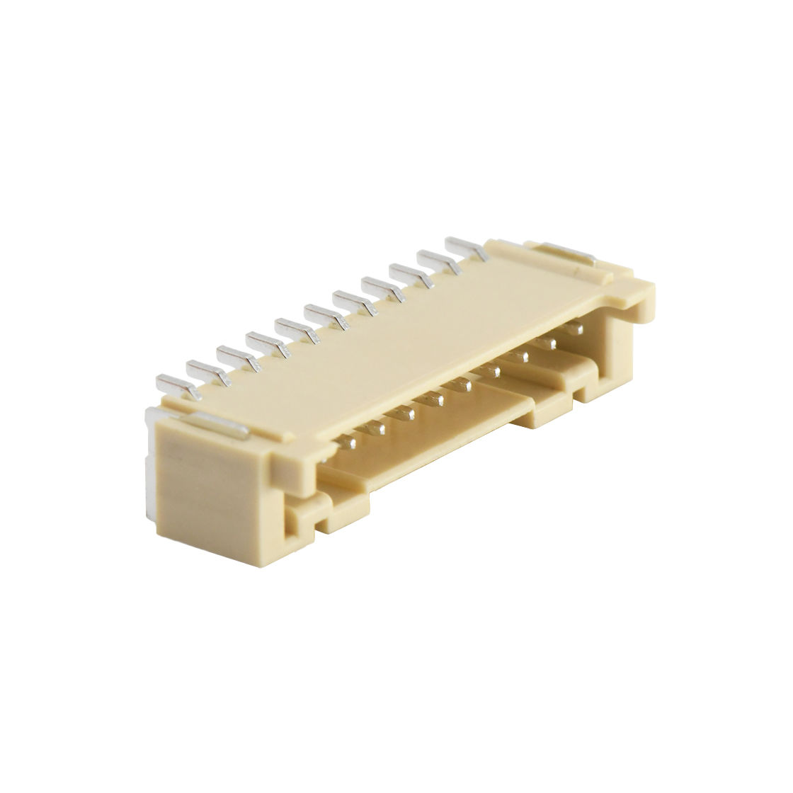 Pitch 2.0mm 90°PA单排卧贴 Wafer 11pin 米黄色 PA10T,UL94V-0 镀亮锡