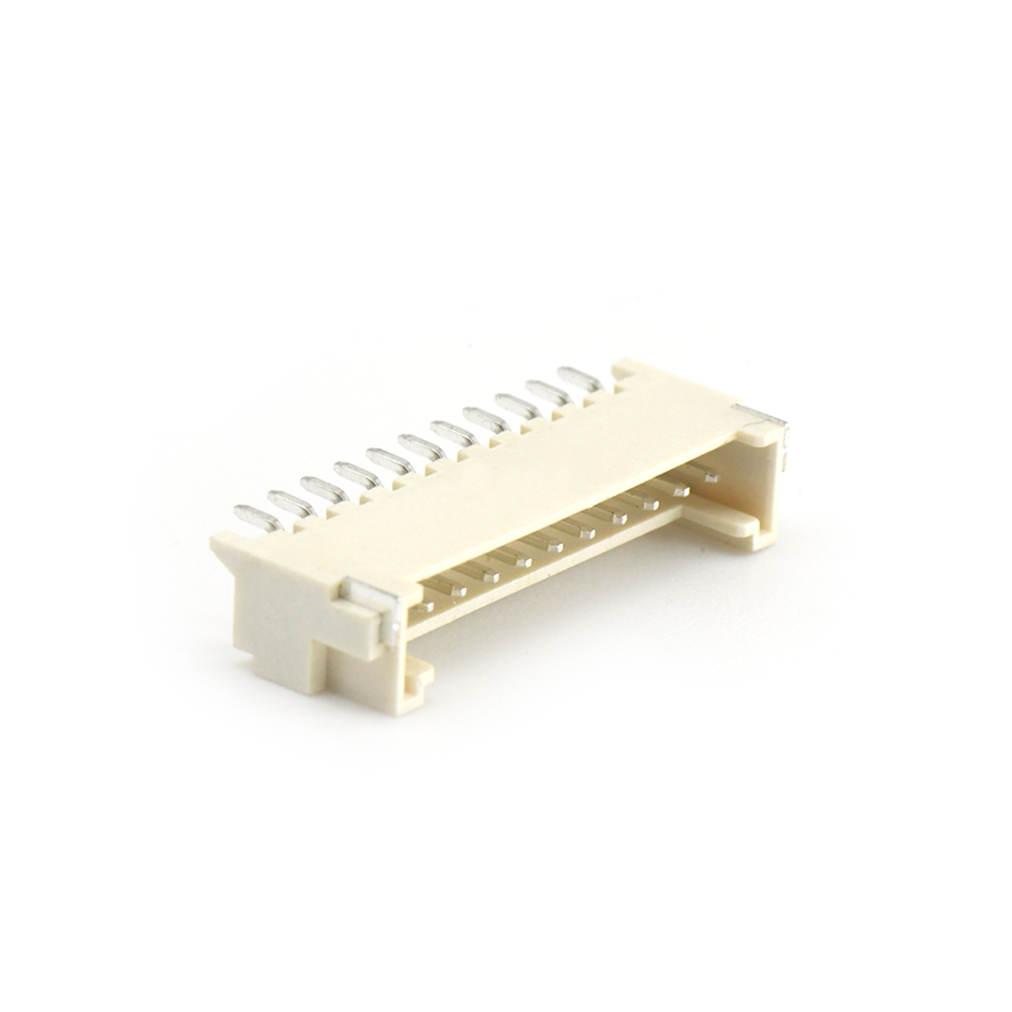 Pitch 2.0mm 90°单排卧贴 Wafer LCP 11pin 米黄色 镀亮锡