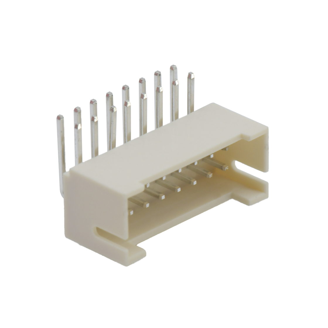 Pitch 2.0mm 90° 双排不带定位弯针 Wafer 2X8Pin 本色 镀亮锡