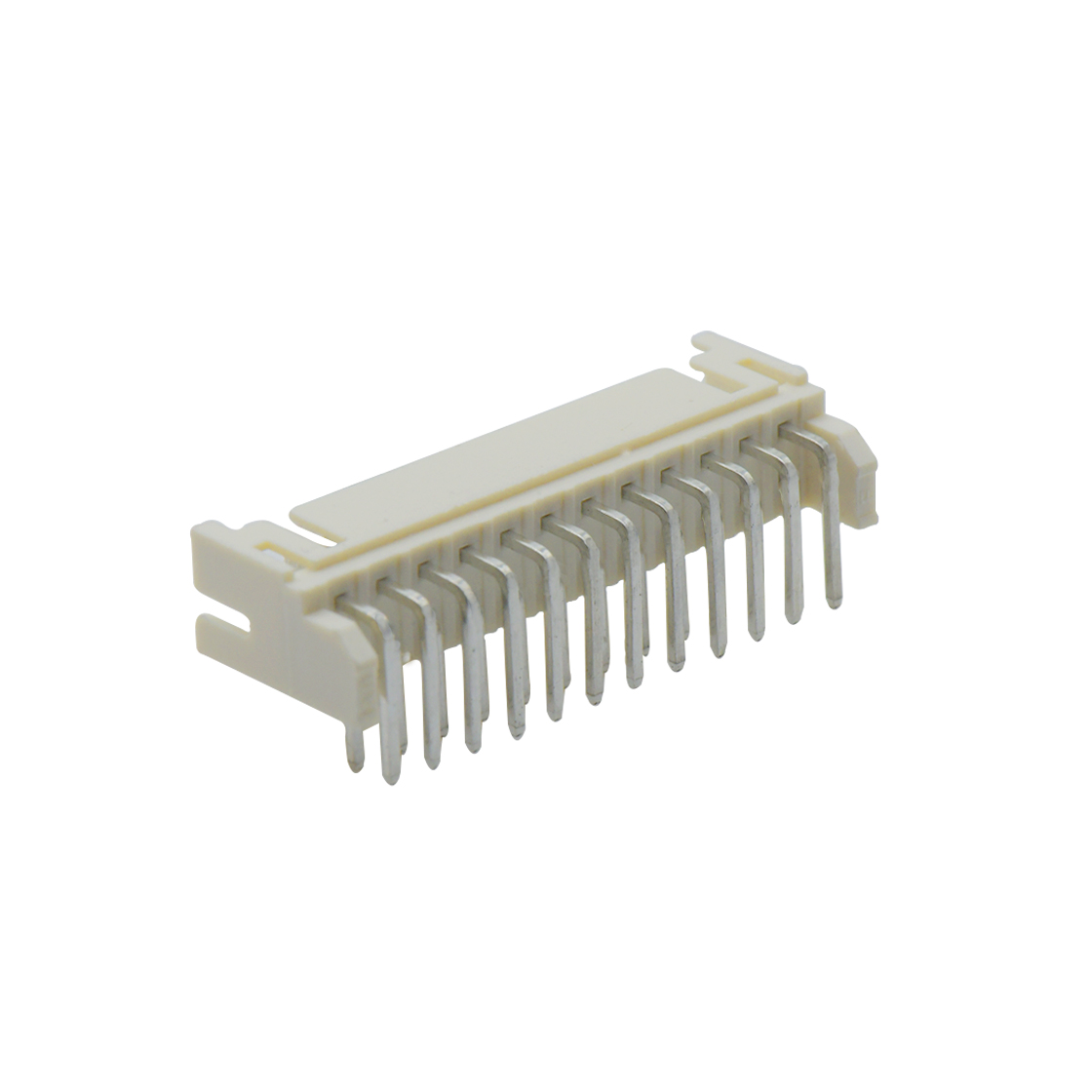 Pitch 2.0mm 90°双排DIP型带定位墙 Wafer 2x12pin 米黄色 镀亮锡