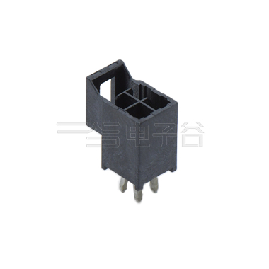 Pitch 2.50mm 双排180º带扣带定位柱 DIP型 Wafer 04Pin 黑色 镀雾锡