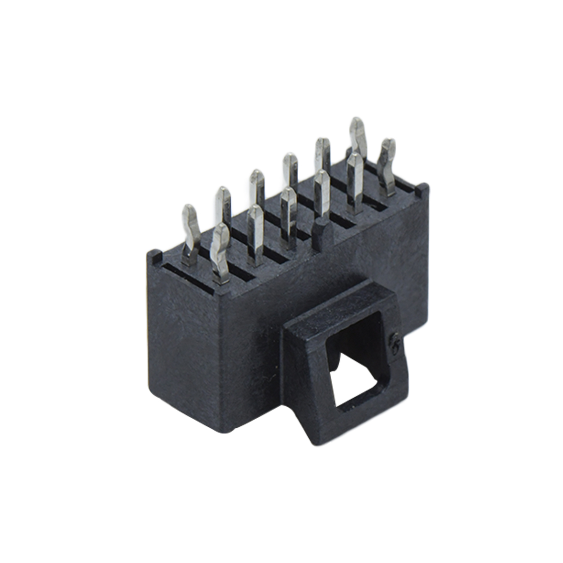 Pitch 2.50mm 双排180º带扣带定位柱 DIP型 Wafer 12Pin 黑色 镀雾锡