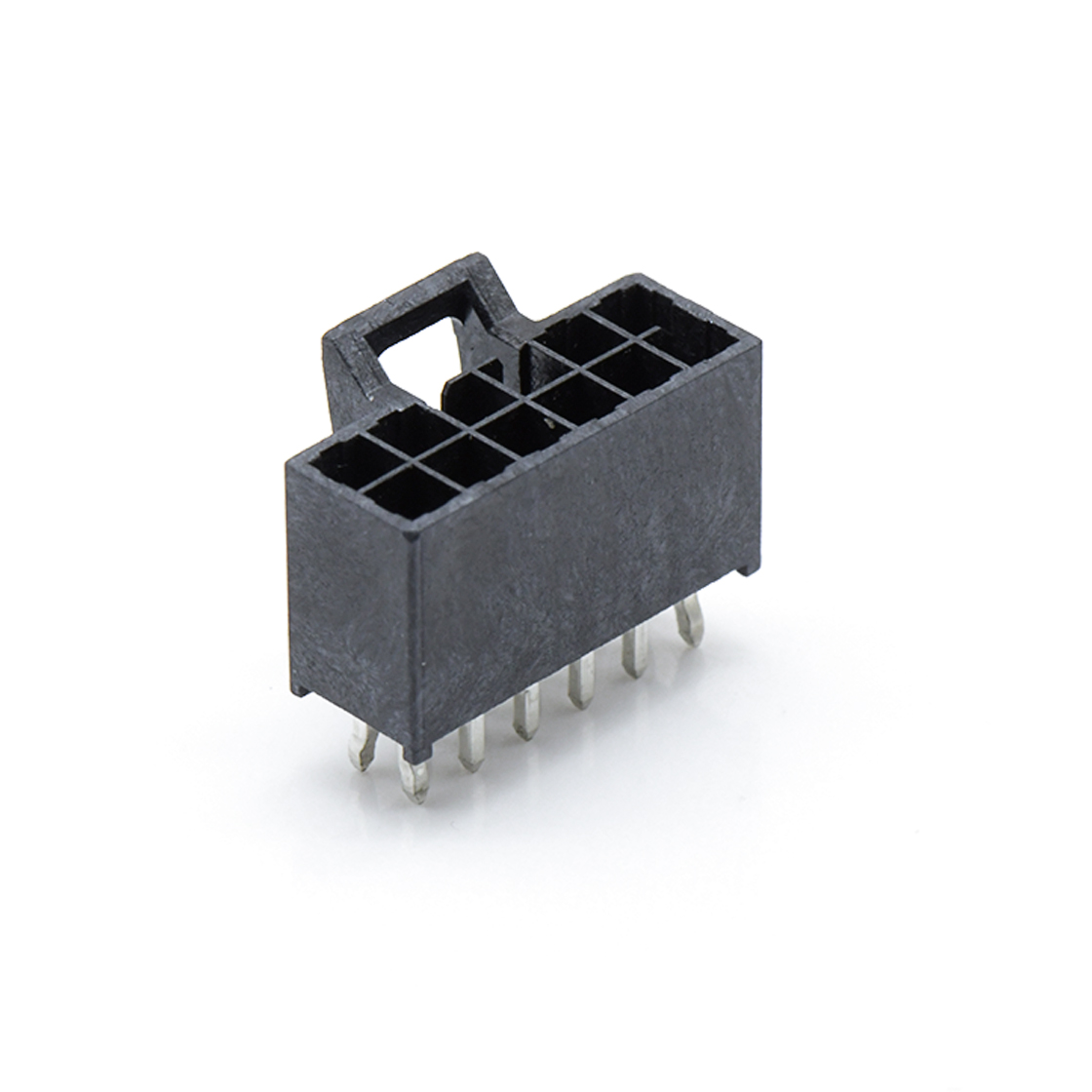 Pitch 2.50mm 双排180º带扣带定位柱 DIP型 Wafer 12Pin 黑色 镀雾锡