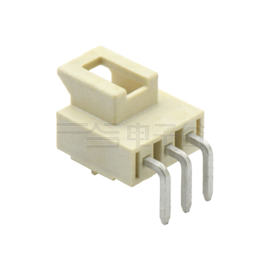 Pitch 2.50mm单排90°带扣带定位柱 DIP型 Wafer 03Pin 本色 LCP 94V-0