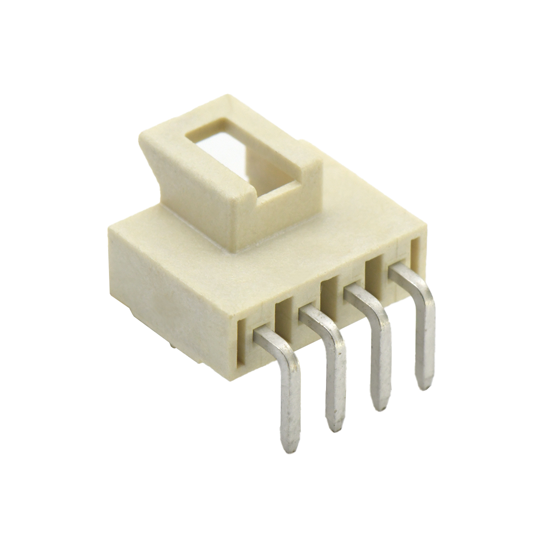 Pitch 2.50mm单排90°带扣带定位柱 DIP型 Wafer 04Pin 本色 LCP 94V-0