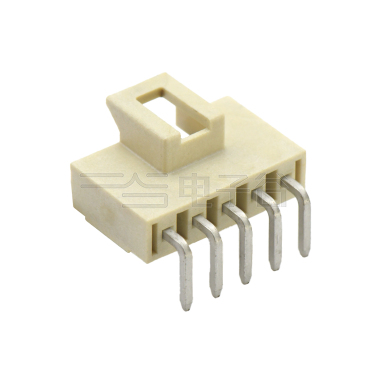 Pitch 2.50mm单排90°带扣带定位柱 DIP型 Wafer 05Pin 本色 LCP 94V-0