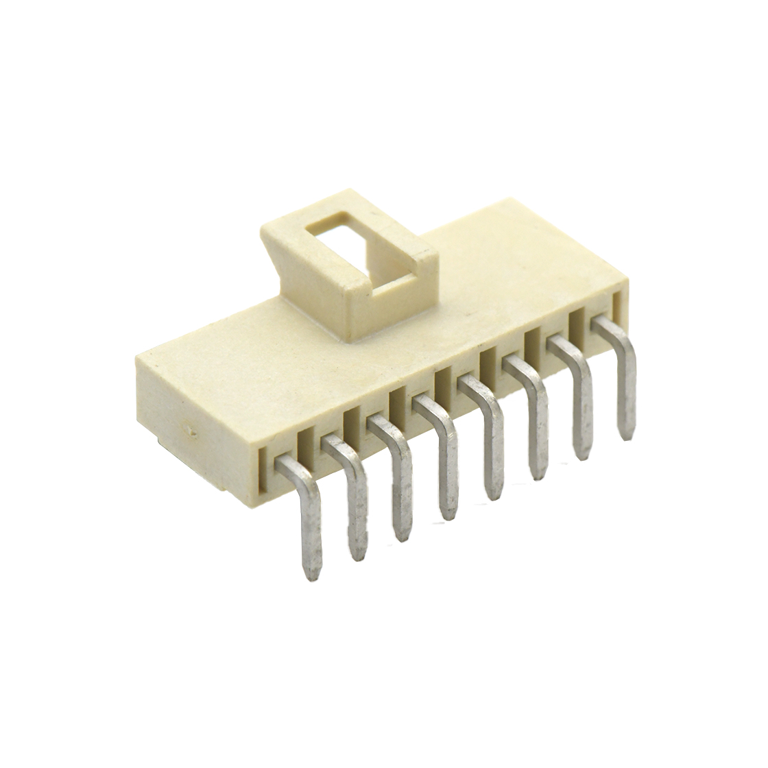 Pitch 2.50mm单排90°带扣带定位柱 DIP型 Wafer 08Pin 本色 LCP 94V-0
