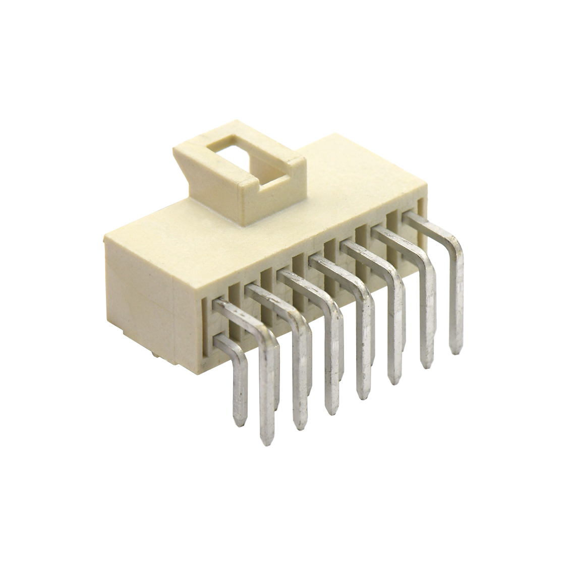 Pitch 2.50mm 双排90º带扣带定位柱 DIP型 Wafer 14Pin 本色 镀雾锡